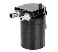 Qiilu Lata de captura de aceite , kit de lata de captura de aceite universal, tanque de depósito de 300 ml, motor, pulido negro, aleación de aluminio con deflectores, negro