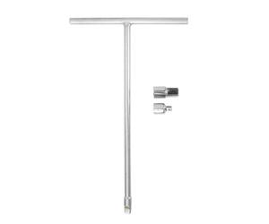 Qiilu Llave de mango en T, llave de vaso con mango en T de 1/2 pulgada con adaptadores de 1/4 y 3/8, soporte de enchufe de acero al cromo vanadio