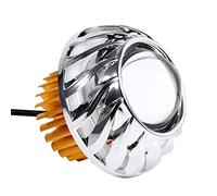 Qiilu Motocicleta Lente del proyector LED de la linterna Luz doble del punto del ojo del diablo del ángel de Halo(azul)