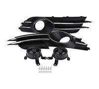 Qiilu Par de parrilla de parachoques inferior para automóvil con decoración de luz antiniebla para A6 C7 2012-2014