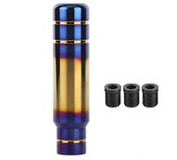 Qiilu Perilla de cambio de marchas, palanca de cambios de aluminio de 5.1 pulgadas, azul quemado con 3 adaptadores, universal para coche