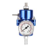 Qiilu Regulador de presión de combustible, aleación de aluminio universal [medidor eléctrico] con manguera de manómetro ajustable de 0 a 140 psi [azul]
