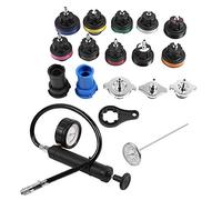 Qiilu Universal Equipo de de Enfriamiento del Detector de Presión del Radiador 18pcs con manómetro + termómetro + Adaptador de radiador