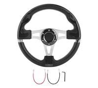 Qiilu Volante deportivo 320mm/12.5in Aluminio PVC 6-Bolt Volante con botón de bocina Universal Auto Modificado Piezas Volante (negro)