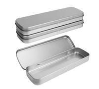 Qiimenguer Caja de 3 lápices de metal, con tapa, ideal para organizar artículos de papelería, joyas, pinceles de maquillaje, objetos pequeños, para transportar aperitivos y cubiertos