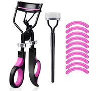 qiipii - Rizador de pestañas profesional con peine, rizadores de pestañas de metal, peine separador de pestañas, kit de herramientas aplicador de rímel para mujeres con 10 almohadillas de repuesto de