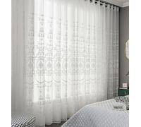 QIJIAYU Cortinas de Encaje de Tul Bordadas Blancas de Lujo para Sala de Estar y Dormitorio