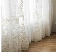 QIJIAYU Cortinas de Tul de Lujo para Sala de Estar y Dormitorio, Cortinas Cortas de Cocina, Cortinas Blancas Bordadas