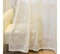 QIJIAYU Cortinas de Tul semitransparentes con Bordado de Mariposa en Relieve Blanco de Lino y algodón para Dormitorio, Sala de Estar y balcón