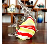 QIJIAYU Figura de pez Tropical de Cristal de 4 Colores Vivos, Escultura Artesanal de Vidrio soplado a Mano, decoración de Mesa para el hogar