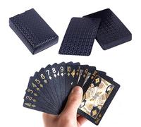qijiefenCC Naipes de Póquer, Baraja Poker Negro Impermeable, Barajas De Carta De Juegos Estándar, para Naipes De Navidad Y Todas Las Fiestas, Negros