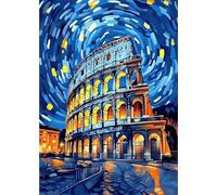 Qijinn 5D Arquitectura paisaje nocturno Diamond Painting Kit,diamond painting Manualidades Adultos,DIY Square Diamond Art Cristal Bordado Punto de Cruz Cuadro Diamante para Pared del Hogar 40x50 cm