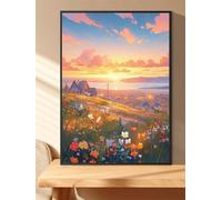 Qijinn 5D Diamond Art Painting Kit,Landscape Sunset diamond art Kits for Adults,DIY Square Full Drill Diamond Painting Rhinestone Canvas Embroidery Craft for Home Wall Decor Gifts 80x100 cm