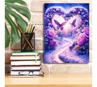 Qijinn 5D Diamond Art Painting Kit,Love Butterfly Flower diamond art Kits for Adults,DIY Square Full Drill Diamond Painting Rhinestone Canvas Embroidery Craft for Home Wall Decor Gifts 40x50 cm