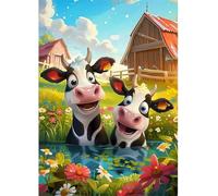 Qijinn 5D Diamond Art Painting Kit,Prairie Cow River diamond art Kits for Adults,DIY Square Full Drill Diamond Painting Rhinestone Canvas Embroidery Craft for Home Wall Decor Gifts 30x40 cm