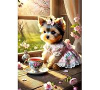 Qijinn 5D Diamond Art Painting Kit,pretty dog diamond art Kits for Adults,DIY Square Full Drill Diamond Painting Rhinestone Canvas Embroidery Craft for Home Wall Decor Gifts 30x40 cm