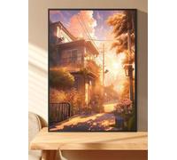 Qijinn 5D Diamond Art Painting Kit,Sunset Loft Landscape diamond art Kits for Adults,DIY Square Full Drill Diamond Painting Rhinestone Canvas Embroidery Craft for Home Wall Decor Gifts 100x130 cm