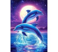 Qijinn 5D Diamond Art Painting Kit,Whale Moon diamond art Kits for Adults,DIY Square Full Drill Diamond Painting Rhinestone Canvas Embroidery Craft for Home Wall Decor Gifts 40x50 cm