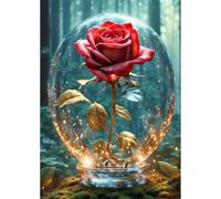 Qijinn 5D Jungla de rosas Diamond Painting Kit,diamond painting Manualidades Adultos,DIY Round Diamond Art Cristal Bordado Punto de Cruz Cuadro Diamante para Pared del Hogar 70x90 cm