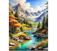 Qijinn 5D Jungla Río Montaña Diamond Painting Kit,diamond painting Manualidades Adultos,DIY Round Diamond Art Cristal Bordado Punto de Cruz Cuadro Diamante para Pared del Hogar 30x40 cm
