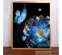 Qijinn 5D Planta Mariposa Diamond Painting Kit,diamond painting Manualidades Adultos,DIY Round Diamond Art Cristal Bordado Punto de Cruz Cuadro Diamante para Pared del Hogar 100x130 cm