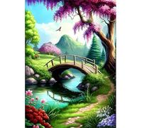 Qijinn 5D Puente de paisaje Diamond Painting Kit Completo,Diamond Art Kit para Adultos,DIY Round Rhinestones Bordado Punto Pintura de Cruz Diamantes Manualidades para Decoración Hogar 80x100 cm
