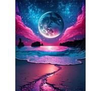 Qijinn 5D Río de la Luna Diamond Painting Kit Completo,Diamond Art Kit para Adultos,DIY Square Rhinestones Bordado Punto Pintura de Cruz Diamantes Manualidades para Decoración Hogar 100x130 cm