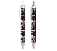 QIJIUU I Love Horror Movies - Bolígrafos retráctiles con diseño divertido de barril redondo negro de punta fina de 0,5 mm, 2 unidades