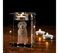 Qijundian Retrato de mascota 3D personalizado, foto de cristal grabada en 3D, portavelas personalizado, vela conmemorativa, regalo conmemorativo para perro, regalo para pérdida de mascotas, regalo de