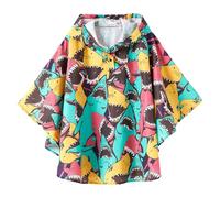 QIKADO Impermeable Niña Chubasquero Niñas con Capucha Boton a Presión Antiviento Tiburón bocazas/XL/8-12 años