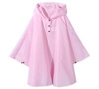 QIKADO Niña Niño Impermeables Poncho Chubasquero Ligera con Capucha Rosa claro/S