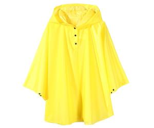 QIKADO Poncho Impermeable Niño Tejido de Poliéster Impermeable No va Forrado Capucha Ajustable Poncho de Lluvia Plegable Capa Lluvia Transpirable Amarillo/S
