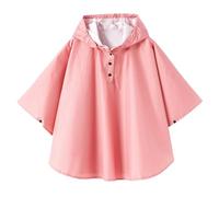 QIKADO Poncho Lluvia Niño Impermeable con Capucha y Botones, Chubasqueros para Niños y Niñas Impermeables Rosa oscuro/L