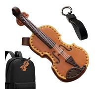 Qikam Llavero de violín, llavero de cuero con música para coche, colgante de bolso para hombres y mujeres, vacaciones, graduación, fiesta de cumpleaños, celebración