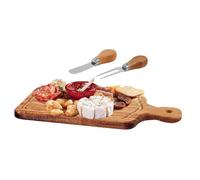 Qikam Tablero Para Quesos Set | Bandeja Para Charcutería - Tabla De Madera Para Cortar Con Cubiertos Y Etiqueta De Agradecimiento Cuadrada Para Reuniones Familiares Fiestas De Cumpleaños Regalos De