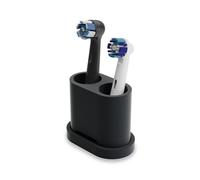 Qikfresh - Soporte para 2 Cabezales y cepillos dentales - Compatible con Oral-B, iO, Philips Sonicare, Waterpik, Fairywill - Silicona alimentaria (Negro)