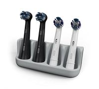 Qikfresh - Soporte para 4 cepillos | Fara Cabezales de cepillos dentales de Oral B, iO, Philips Sonicare, Waterpik, Fairywill | Fabricado en Silicona Apta para Alimentos (Gris)