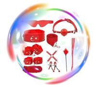QiKKago 10 Piezas Lichee PatróN Multifuncional Doble Entrenamiento Banda EláStica, Conjunto Ajustable para Parejas Regalo - Accesorios De Fitness - Z + 12 (Rojo)