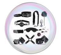 QiKKago 12pcs Set Material De Cuero Correa De Lujo con Adecuado para Todo Tipo De Camas, CóModo Ajustable para Accesorios Divertidos del Dormitorio - Accesorios De Fitness - Z + 7 (Negro)