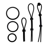 QiKKago 3 Correas Fijas De Alta Elasticidad con 3 TamañOs Diferentes De Accesorios De Anillo, Accesorio De Entrenamiento De Resistencia Negro para Hombre - Y5