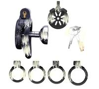 QiKKago Accesorio De Jaula De Fitness De Resina Negra con 4 Anillos Diferentes Y 1 Clave para Mejorar La Dureza Y La Resistencia, Accesorio Ligero Y CóModo, Regalo De Pareja - H10