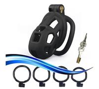 QiKKago Accesorio De Jaula Deportiva De Resina Negra Masculina, Sin Gota, 4 TamañOs De Accesorios De Anillo, 1 Llave, Regalo De Pareja - K + 14