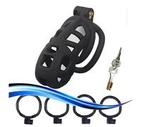 QiKKago Accesorio De Jaula Deportiva De Resina Negra Masculina, Sin Gota, 4 TamañOs De Accesorios De Anillo, 1 Llave, Regalo De Pareja - K + 14