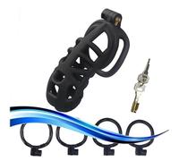 QiKKago Accesorio De Jaula Deportiva De Resina Negra Masculina, Sin Gota, 4 TamañOs De Accesorios De Anillo, 1 Llave, Regalo De Pareja - K + 14