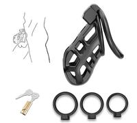 QiKKago Accesorio De Jaula Protectora De Resina Negra Masculina Multifuncional De Fitness - TamañO L, 3 Anillos De Manguito Reemplazables + 1 Par De Llaves, Regalo De Pareja - K + 27