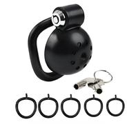 QiKKago Accesorio De Jaula Protectora Multifuncional De Resina Negra, Herramienta Ligera Y CóModa, Mejora El Poder De Combate, Viene con 4 Anillos De Diferentes TamañOs, Regalo De Pareja - H2