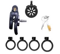 QiKKago Accesorio De Jaula Protectora Negra, DiseñO Transpirable, Ligero, CóModo, Mejora El Poder De Combate, Viene con 4 Anillos, Regalo De Pareja - H11