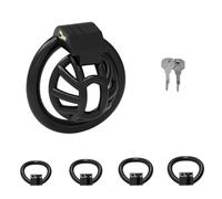 QiKKago Accesorios De Jaula Protectora Negra con 4 Anillos Diferentes, Herramientas De Fitness, Regalos para Parejas (MinúSculo) - H13