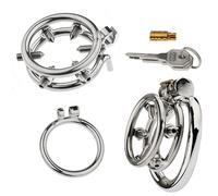 QiKKago Accesorios De La Jaula De ProteccióN De La Aptitud FíSica De Acero Inoxidable Masculino, Equipado con Un Accesorio De Anillo De Hebilla, 1 Llave - K + 15.3