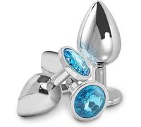 QiKKago Accesorios Multifuncionales Actualizados Recientemente: 3 Joyas De Acero Inoxidable con Piedras Redondas Azules, Equipos De Fitness, Regalos Originales - K2